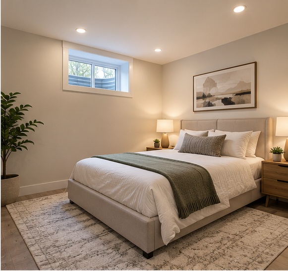 Contemporary basement bedroom