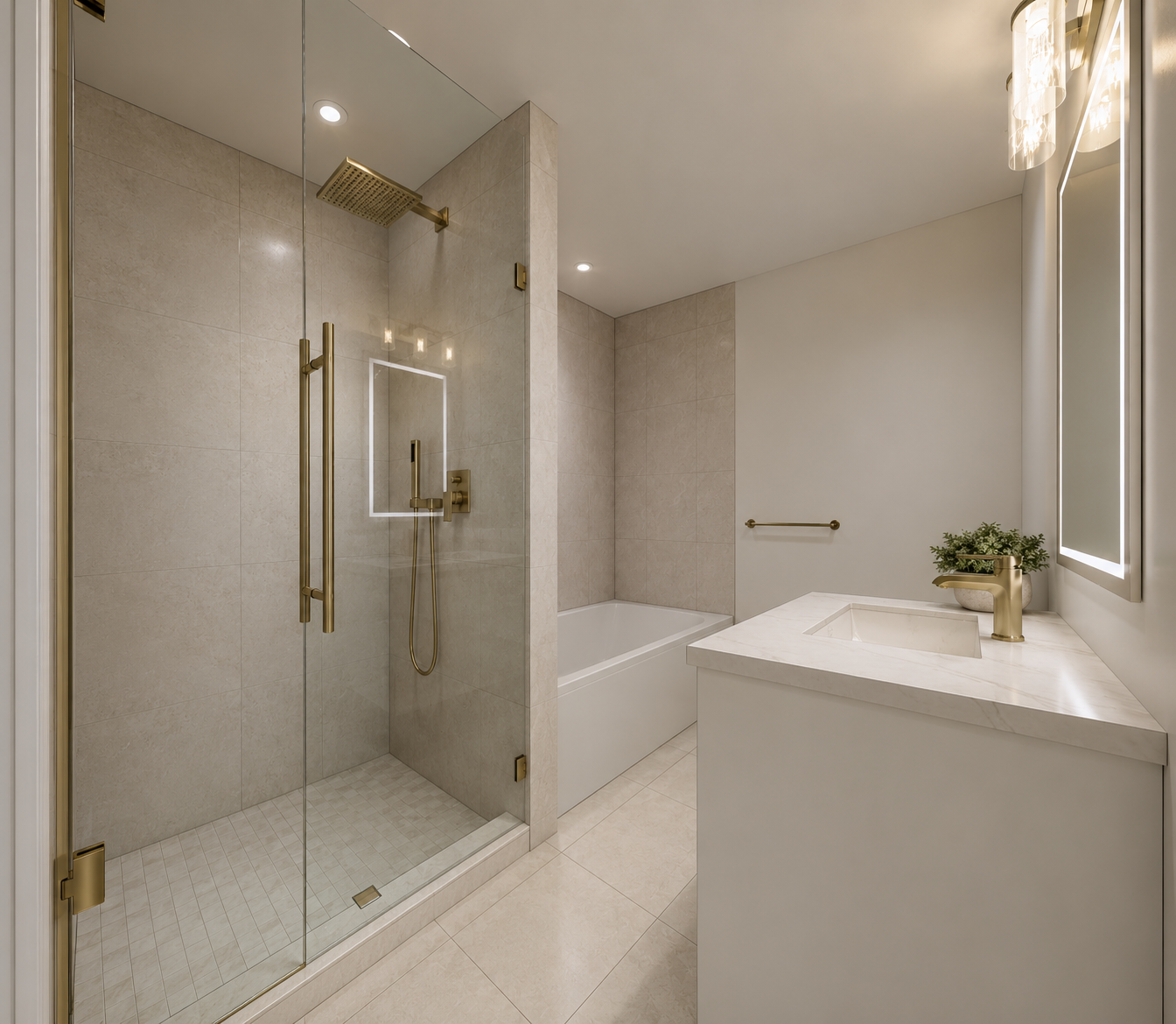 Bathroom shower and vanity