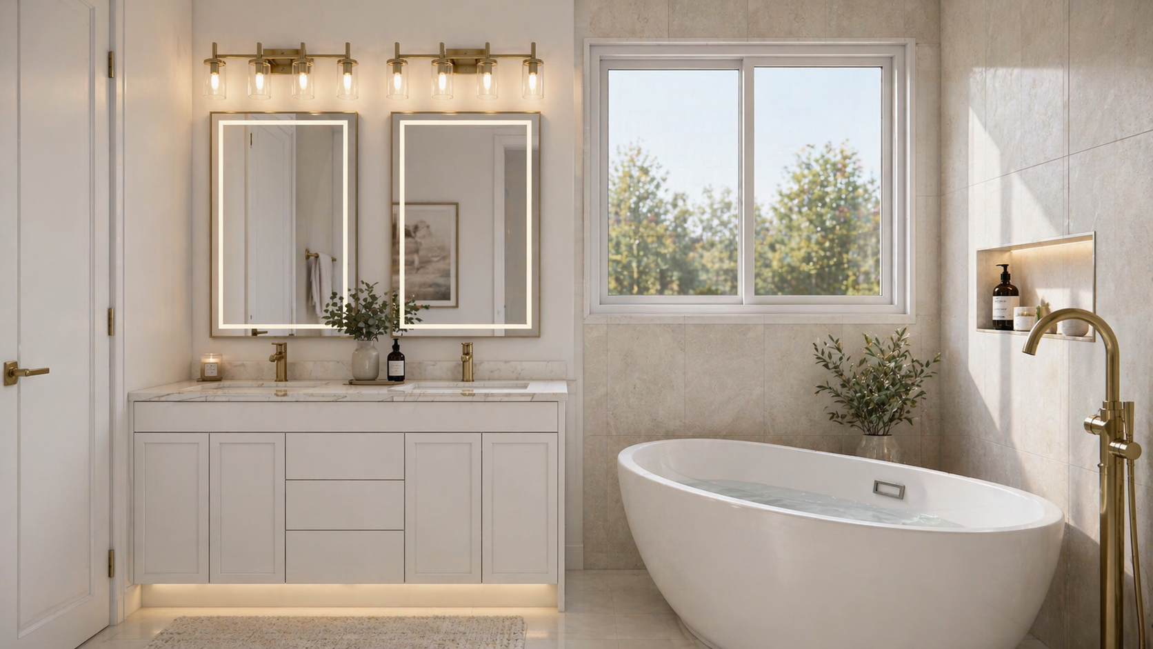 Warm ivory spa bathroom project view 2