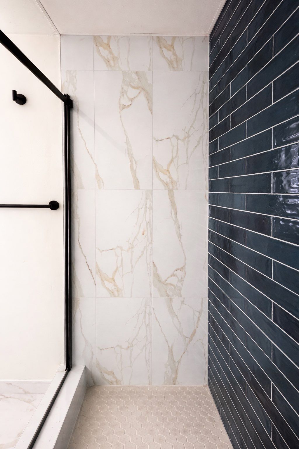 Black tile and oak bathroom view 8