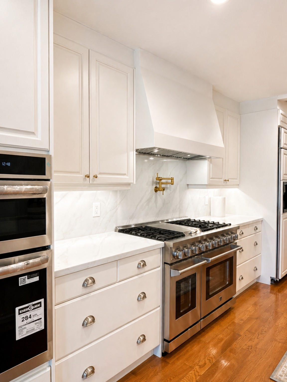 Custom range hood and cabinetry detail