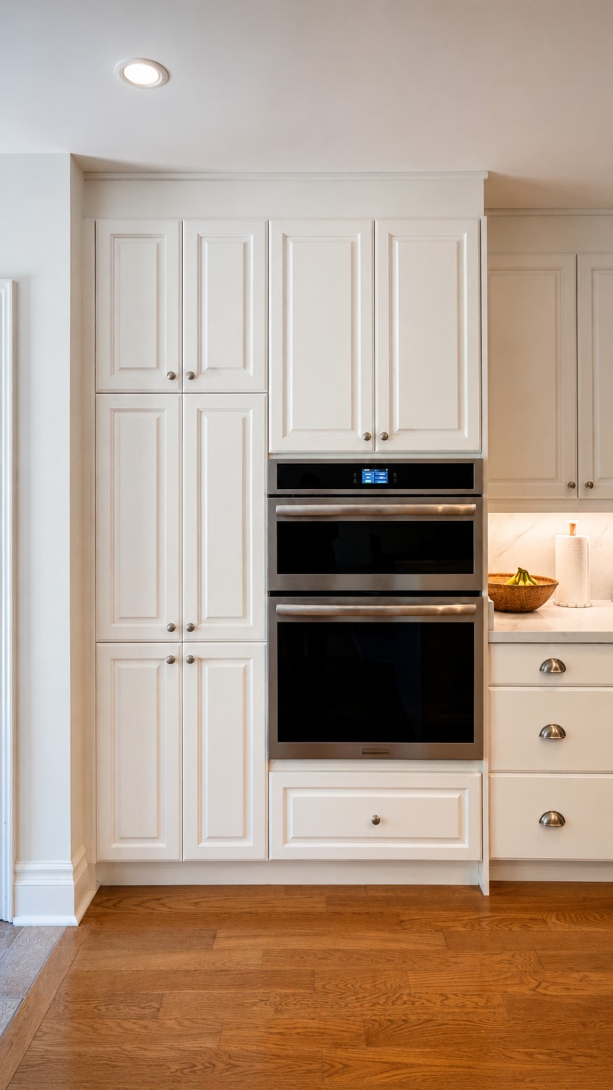 Tall pantry cabinetry and double ovens