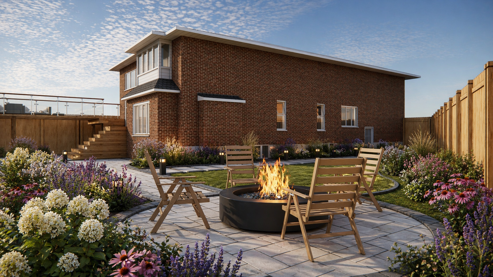 Garden fire pit and planting