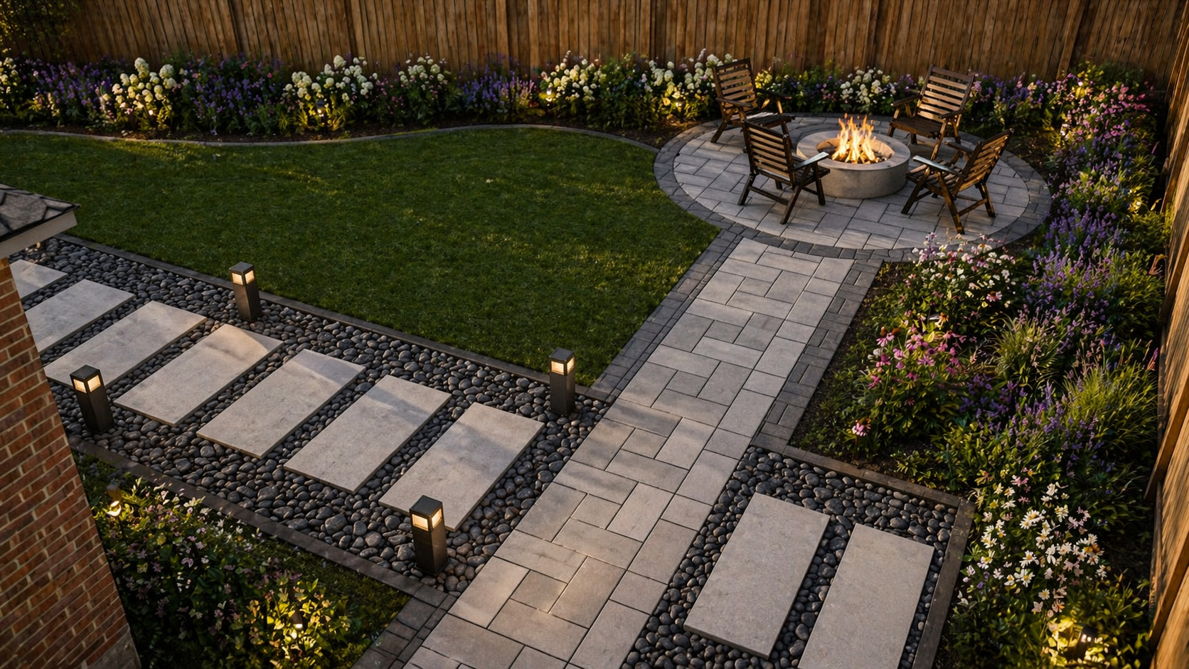 Backyard landscape plan view