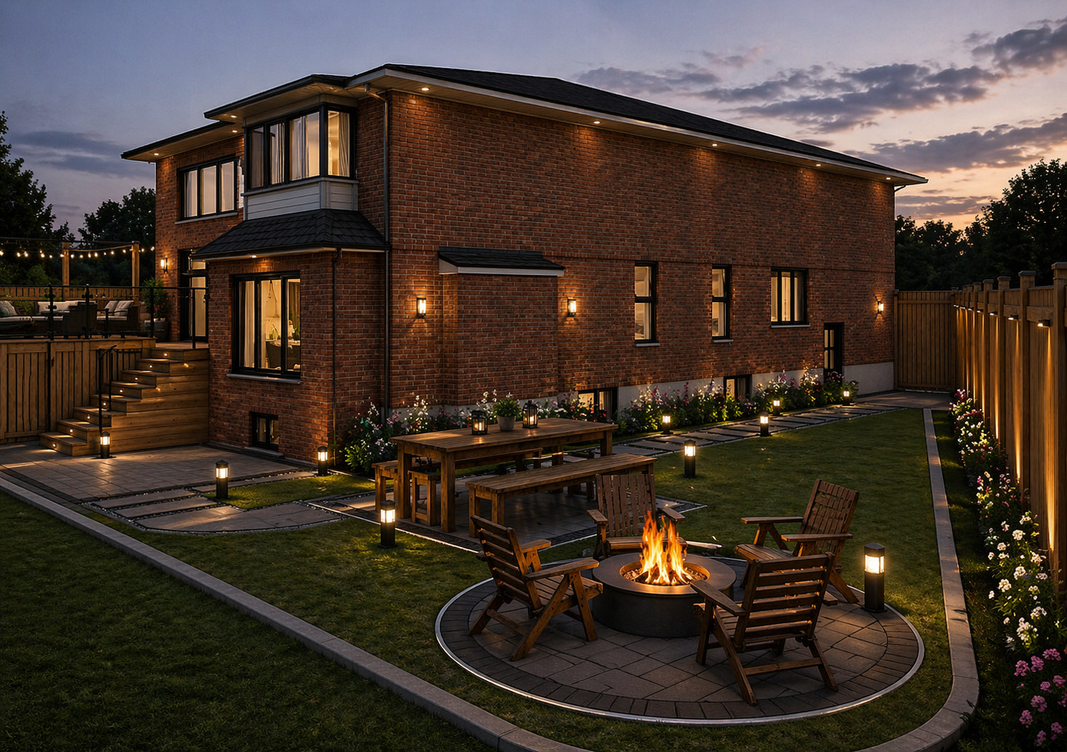 Evening outdoor living landscape